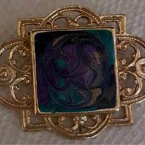 2”-wide, 1.5”-tall Multi-color Brooch